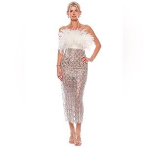 Bronx & Banco designed in Australia Afiyah Ostrich Feather sequin dress